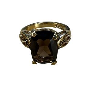Lia Sophia Toasted Ring Smokey Topaz Light GoldTone Emerald Cut